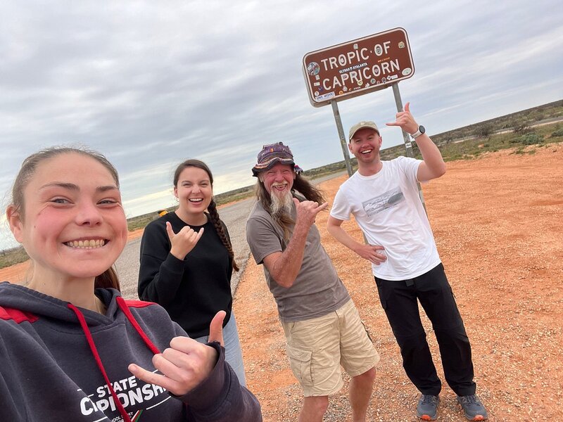 Small group at the Tropic of Capricorn; Perth to Exmouth, Western Australia